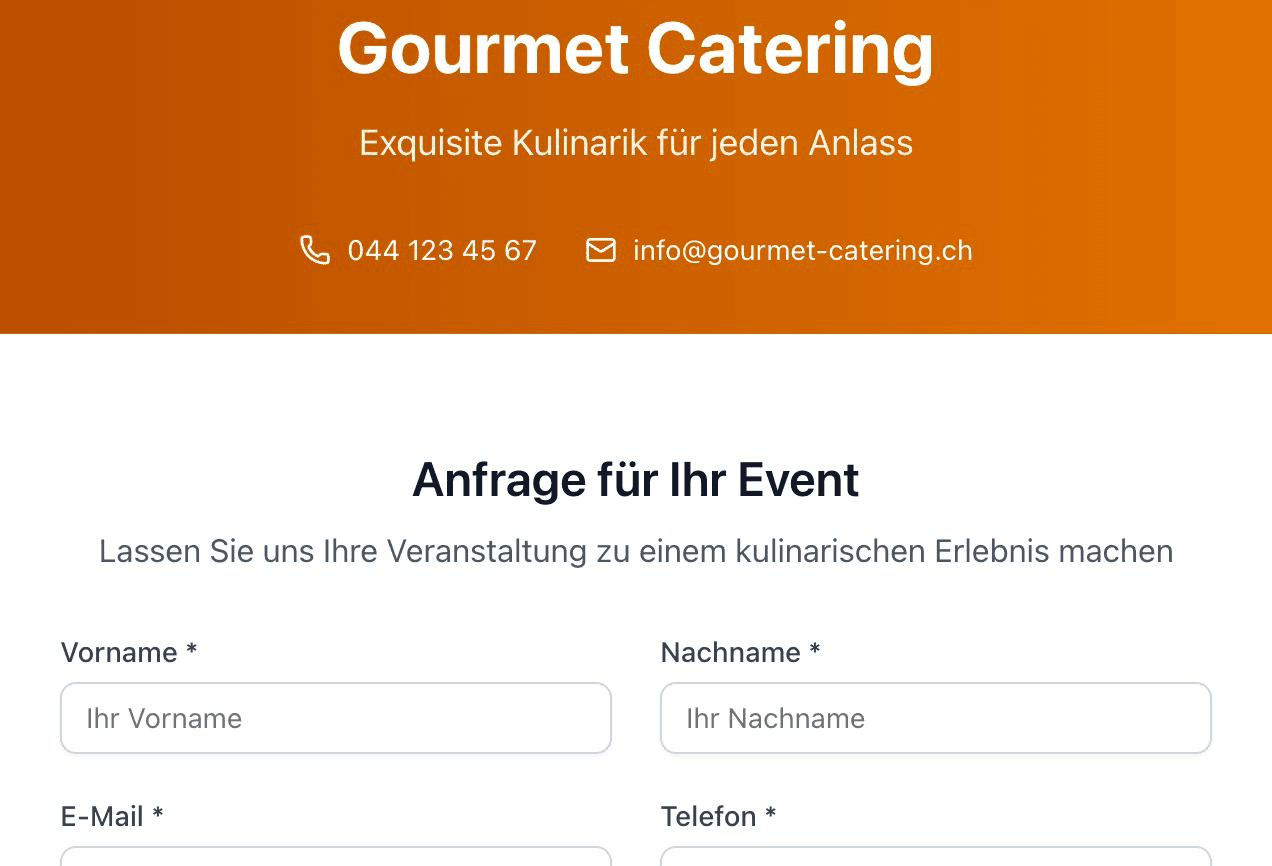 Catering Formular Vorschau