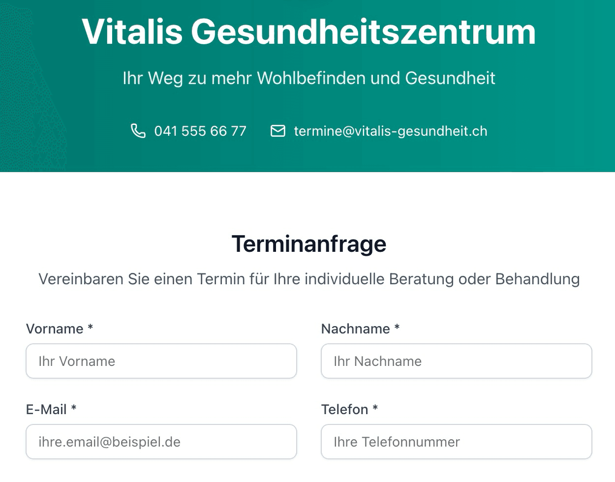 Gesundheitswesen Formular Vorschau