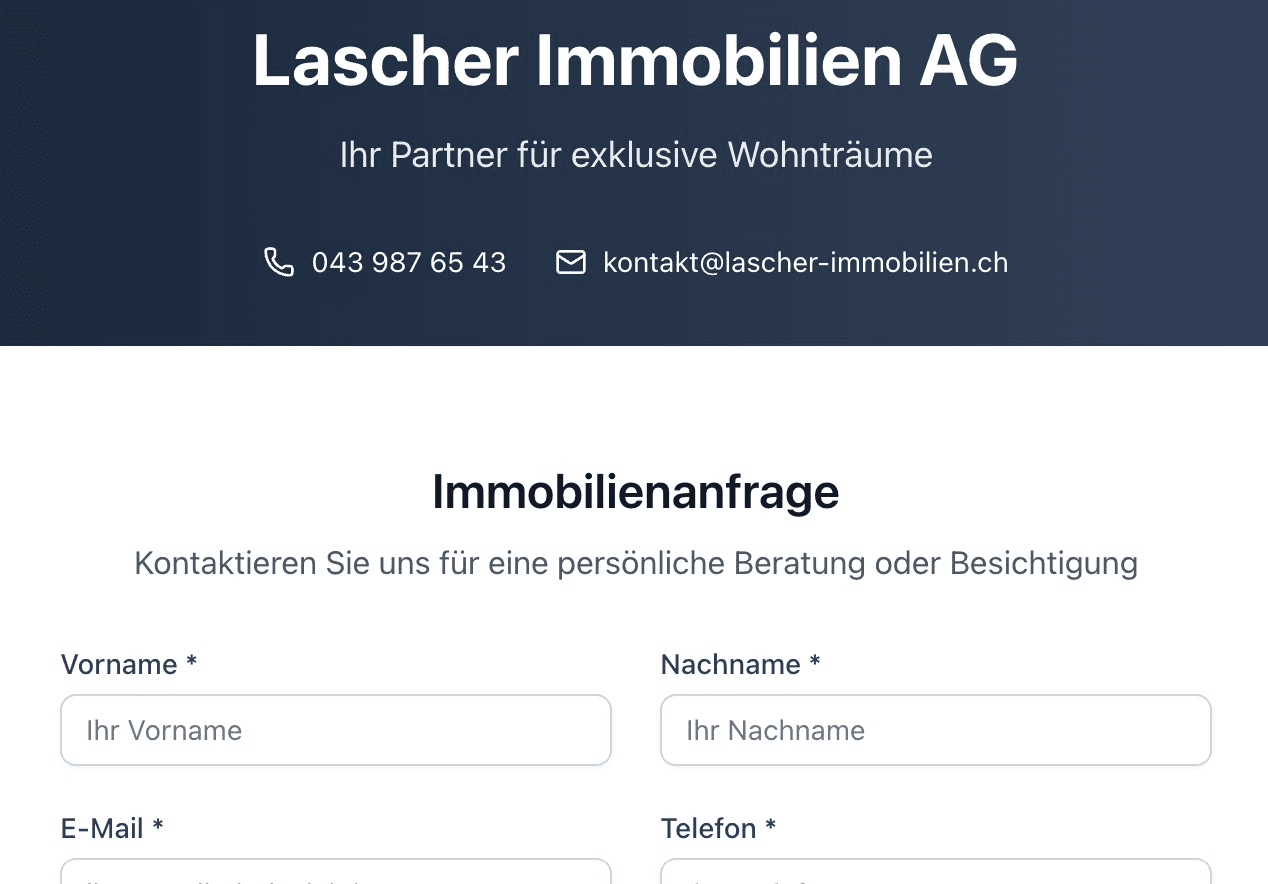 Immobilien Formular Vorschau